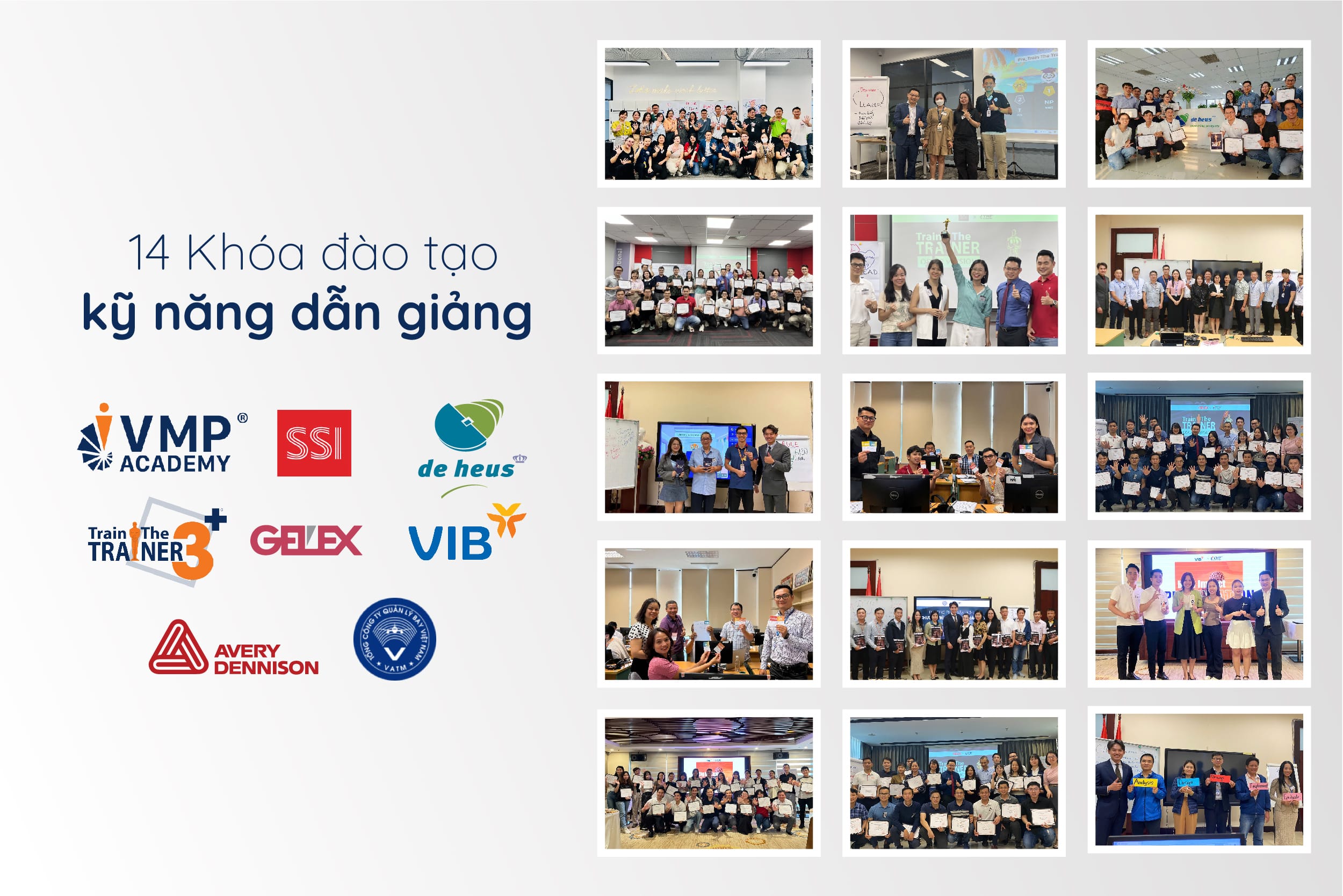14 khóa đào tạo kỹ năng dẫn giảng dành cho quản lý. 14 khóa đào tạo kỹ năng dẫn giảng dành cho quản lý.