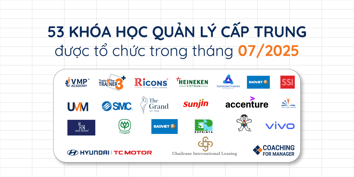 53 khóa học quản lý cấp trung trong tháng 07/2025.